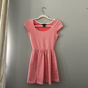 Aqua White and Orange Fit and Flare Mini Dress